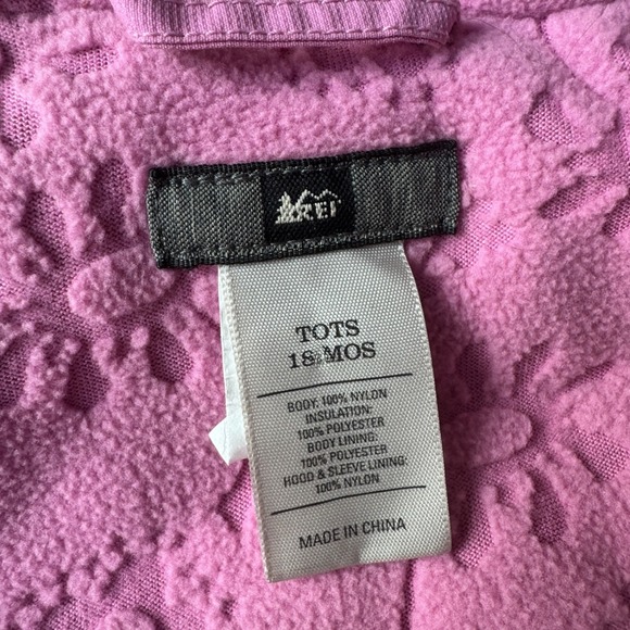 REI Toddler Girls 18 Months Purple Pink Fleece Lined Winter Jacket Hooded - Picture 4 of 13